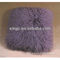 dyed color mongolian fur pillow with cloth for sofa